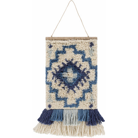 Philomont Ivory and Blue Geometric Wall Hanging-Decor-Parc Decor