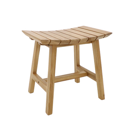 Phoenix Natural Teak Shower and Bath Slatted Stool-Bench-Parc Decor
