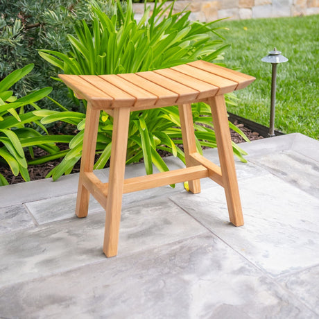 Phoenix Natural Teak Shower and Bath Slatted Stool-Bench-Parc Decor