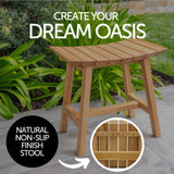 Phoenix Natural Teak Shower and Bath Slatted Stool-Stool-Parc Decor