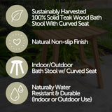 Phoenix Natural Teak Shower and Bath Slatted Stool-Stool-Parc Decor