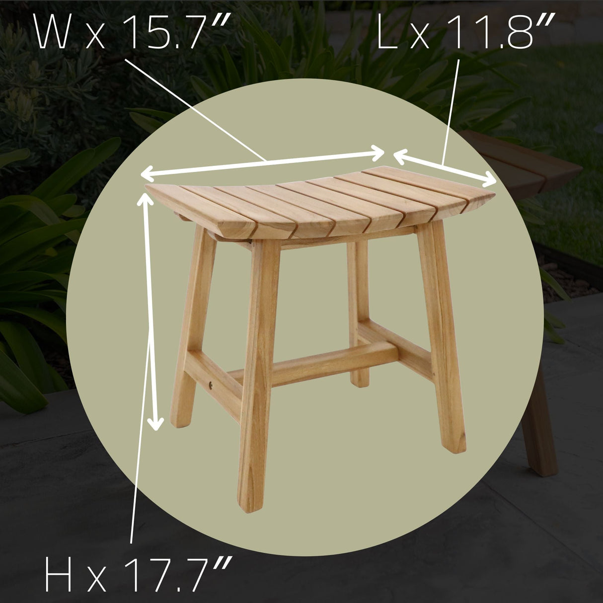 Phoenix Natural Teak Shower and Bath Slatted Stool-Stool-Parc Decor