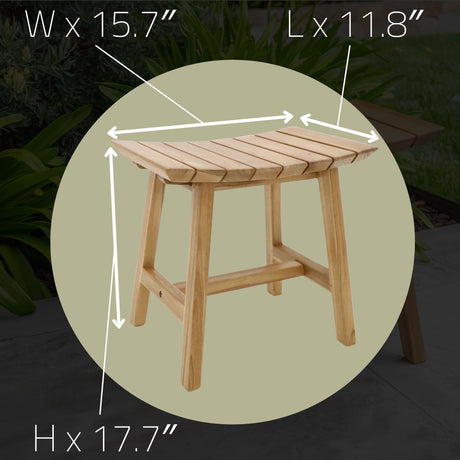 Phoenix Natural Teak Shower and Bath Slatted Stool-Stool-Parc Decor