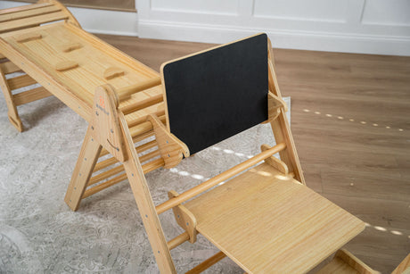 Pikler Triangle Desk & Chair Attachment | Toddler Desk with Chalkboard for Hazel & Olive Climbers