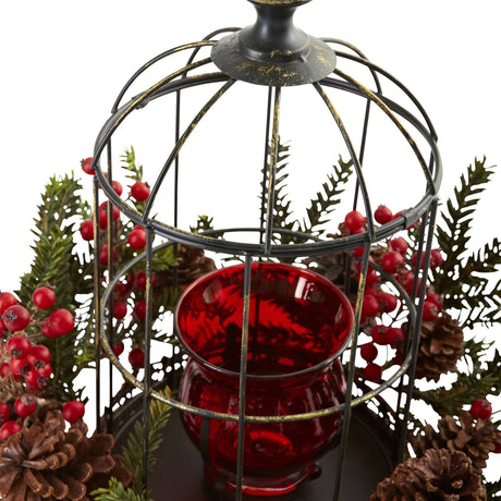 Pine Berry Birdhouse Candelabrum-Candelabrum-Parc Decor