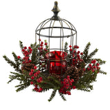 Pine Berry Birdhouse Candelabrum-Candelabrum-Parc Decor
