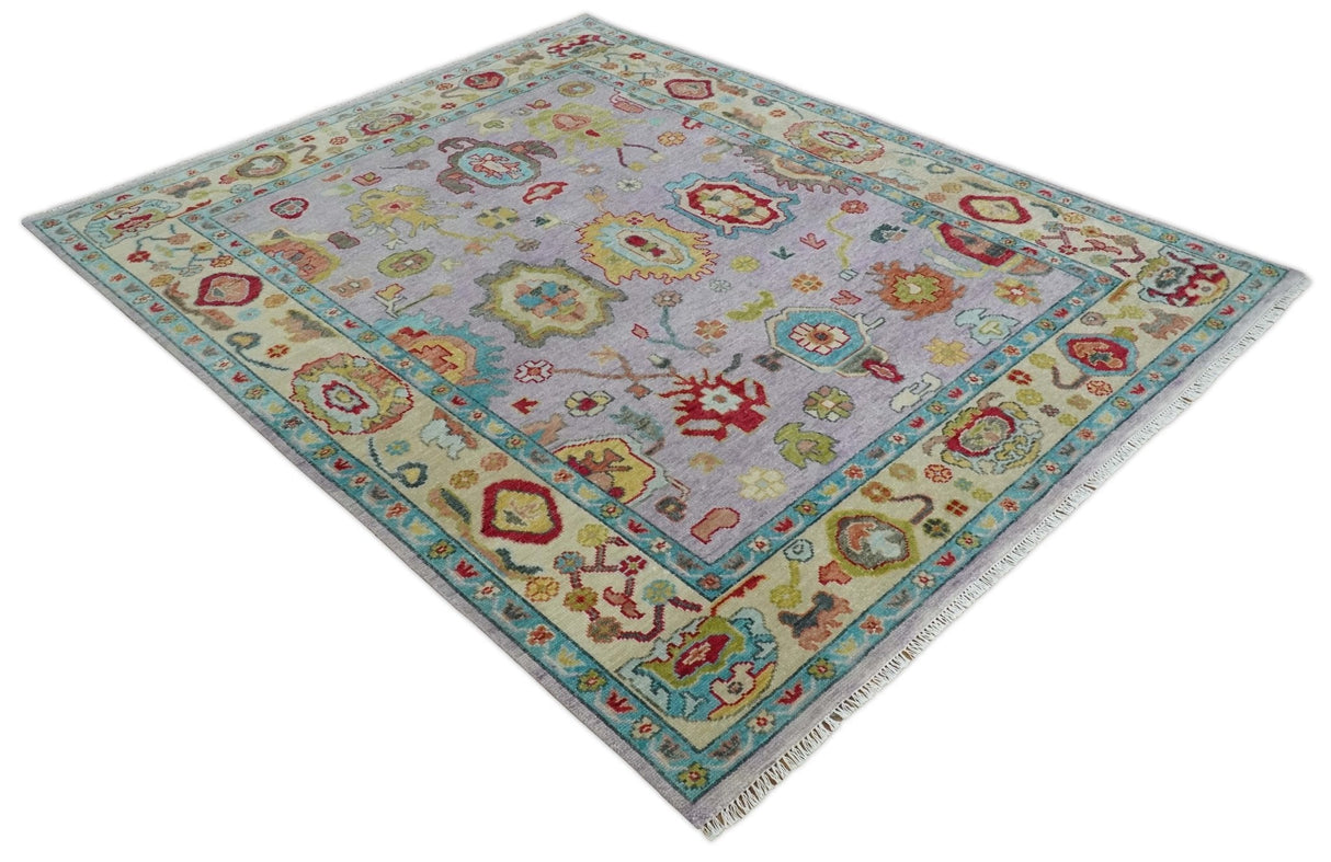 Pink and Beige Vibrant Colorful Hand knotted Traditional Oushak Area Rug