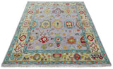 Pink and Beige Vibrant Colorful Hand knotted Traditional Oushak Area Rug