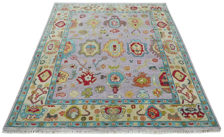 Pink and Beige Vibrant Colorful Hand knotted Traditional Oushak Area Rug