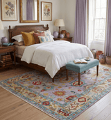 Pink and Beige Vibrant Colorful Hand knotted Traditional Oushak Area Rug