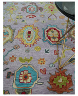 Pink and Beige Vibrant Colorful Hand knotted Traditional Oushak Area Rug