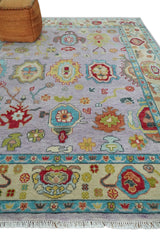 Pink and Beige Vibrant Colorful Hand knotted Traditional Oushak Area Rug