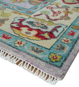 Pink and Beige Vibrant Colorful Hand knotted Traditional Oushak Area Rug