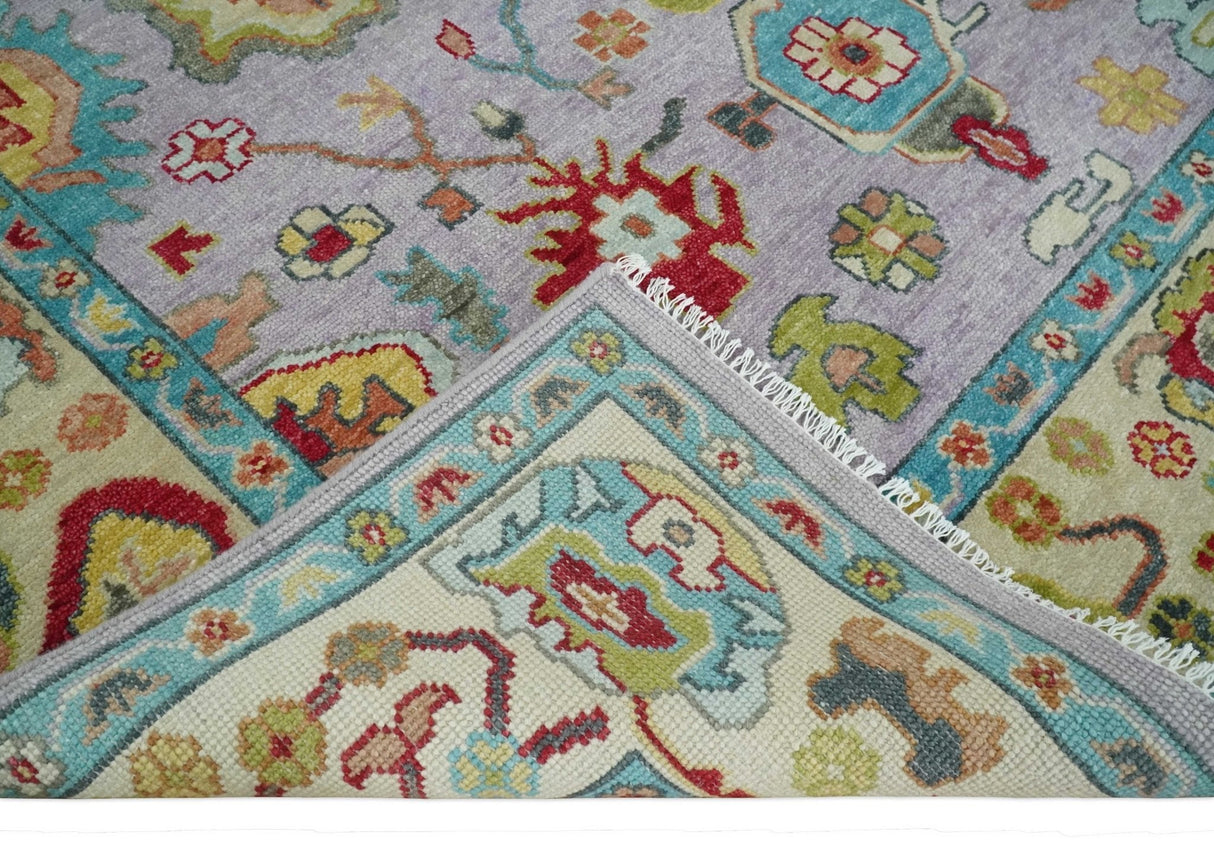 Pink and Beige Vibrant Colorful Hand knotted Traditional Oushak Area Rug