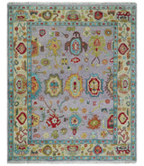 Pink and Beige Vibrant Colorful Hand knotted Traditional Oushak Area Rug