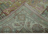 Pink, Ivory and Olive Hand Knotted Traditional Custom Made Size wool Rug