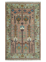 Pink, Olive and Beige vintage Traditional Tree of Life Custom Made Serapi Wool Rug