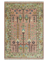 Pink, Olive and Beige vintage Traditional Tree of Life Custom Made Serapi Wool Rug