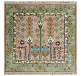 Pink, Olive and Beige vintage Traditional Tree of Life Custom Made Serapi Wool Rug