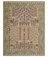 Pink, Olive and Beige vintage Traditional Tree of Life Custom Made Serapi Wool Rug