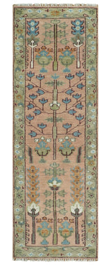Pink, Olive and Beige vintage Traditional Tree of Life Custom Made Serapi Wool Rug