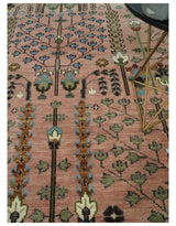 Pink, Olive and Beige vintage Traditional Tree of Life Custom Made Serapi Wool Rug