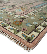Pink, Olive and Beige vintage Traditional Tree of Life Custom Made Serapi Wool Rug