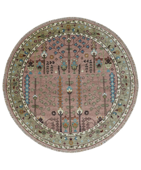 Pink, Olive and Beige vintage Traditional Tree of Life Custom Made Serapi Wool Rug