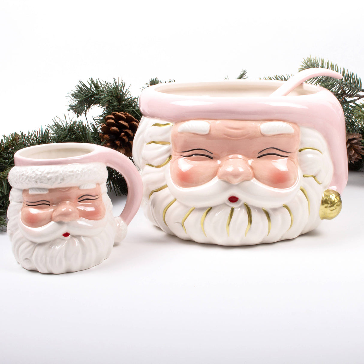 Pink Santa Punch Bowl & Ladle-Punch Bowl-Parc Decor