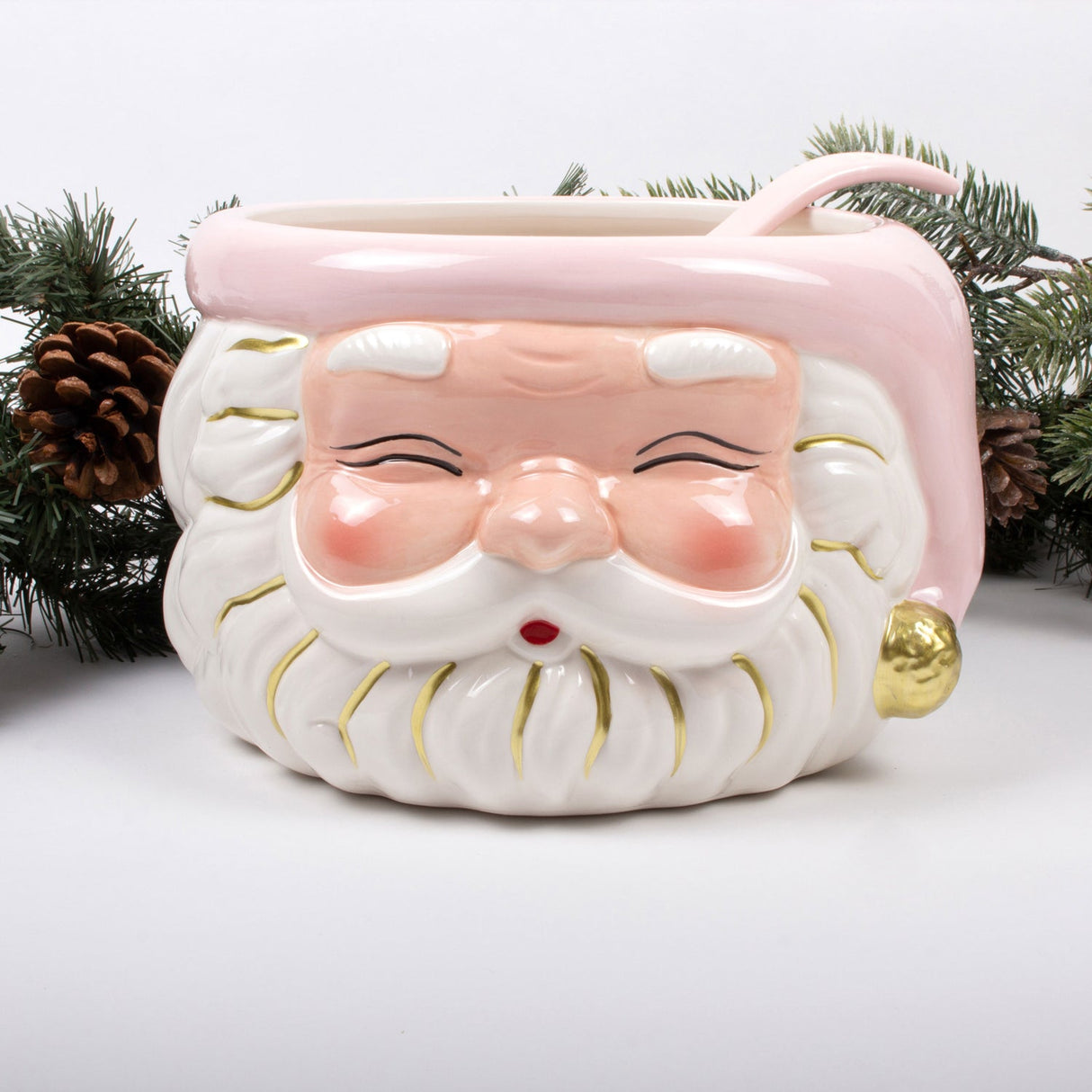 Pink Santa Punch Bowl & Ladle-Punch Bowl-Parc Decor