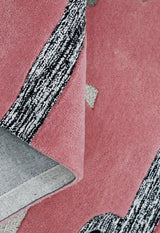 Pink Stretchy Pup Hand Tufted 3x6 Wool Area Rug