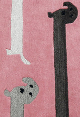 Pink Stretchy Pup Hand Tufted 3x6 Wool Area Rug