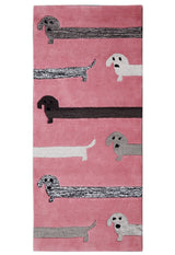 Pink Stretchy Pup Hand Tufted 3x6 Wool Area Rug