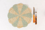 Pinwheel Blue Placemat, raffia tabletop-table tops-Parc Decor