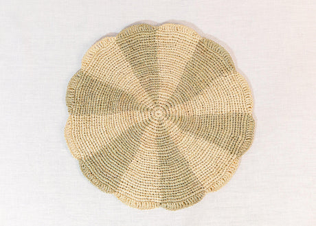 Pinwheel Olive Placemat, raffia tabletop-table tops-Parc Decor