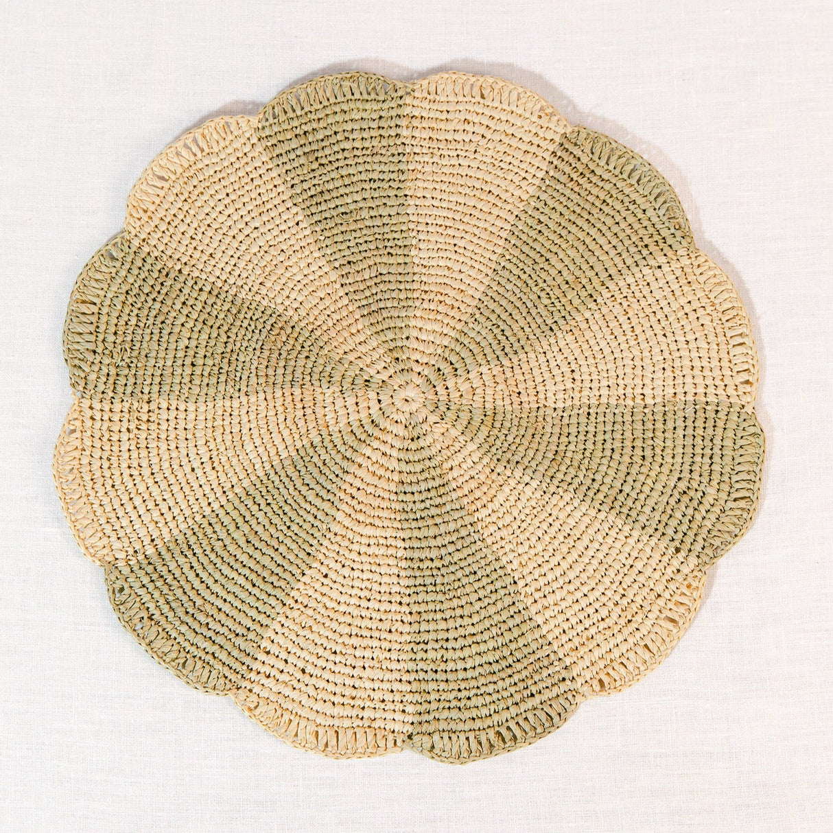 Pinwheel Olive Placemat, raffia tabletop-table tops-Parc Decor
