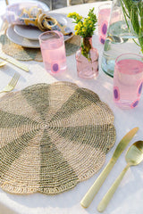 Pinwheel Olive Placemat, raffia tabletop-table tops-Parc Decor