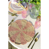 Pinwheel Pink Placemat, raffia tabletop-table tops-Parc Decor