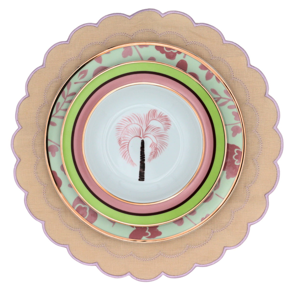 Pistachio & Lychee Leaf Dinner Plate - Set of 4 (+1 Bonus Plate)-Dinner Plate-Parc Decor