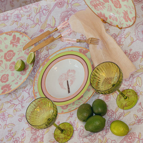 Pistachio & Lychee Palm Porcelain Soup Bowls – Set of 4 (+1 Bonus Bowl)