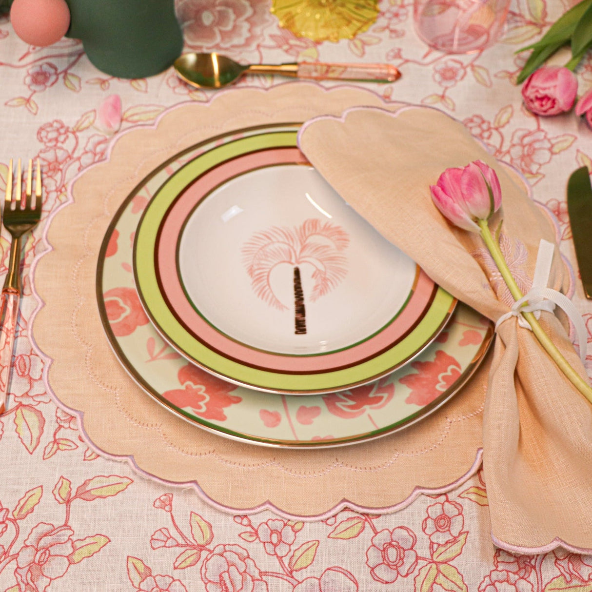 Pistachio & Lychee Palm Soup Bowl - Set of 4 (+1 Bonus Bowl)-Soup Plate-Parc Decor