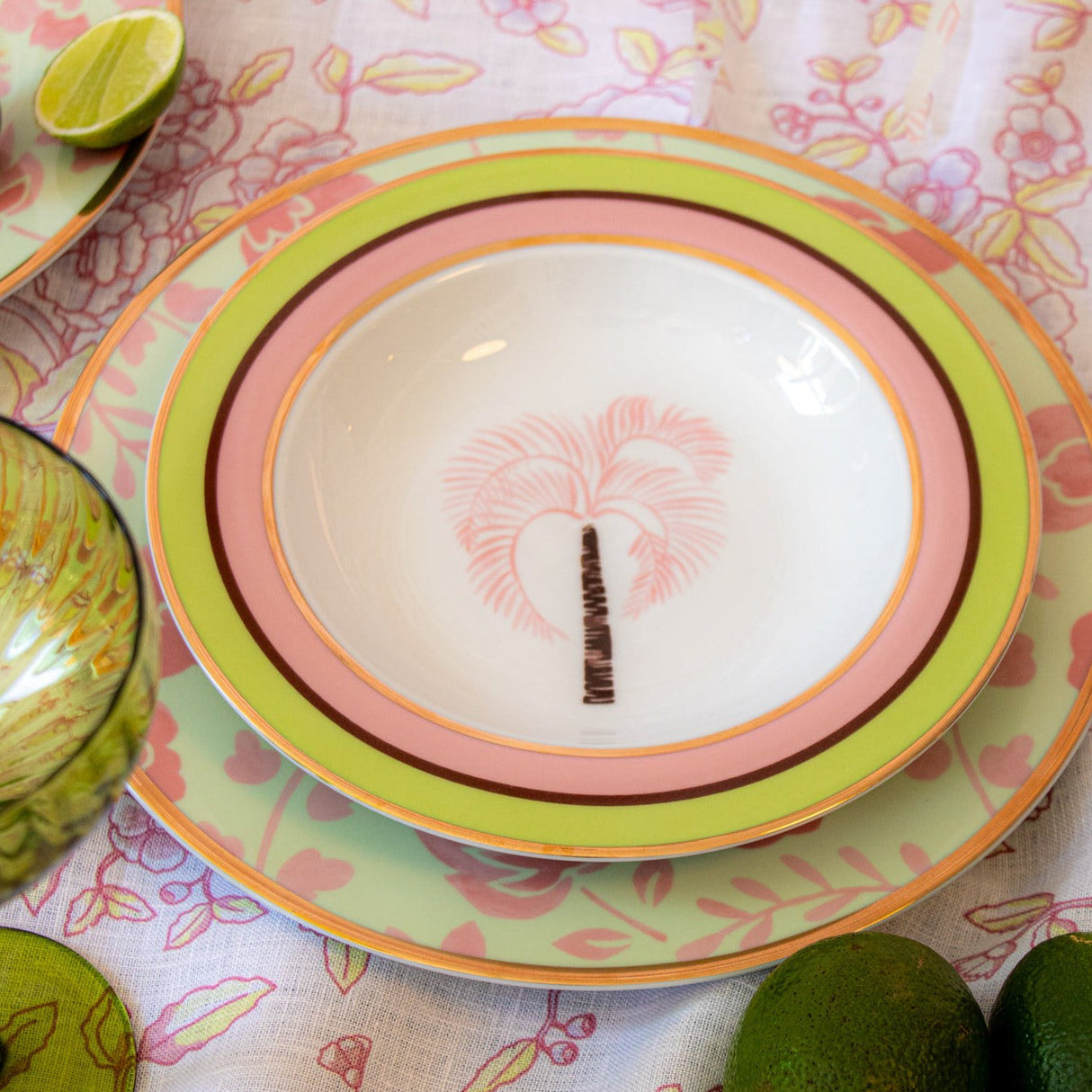Pistachio & Lychee Palm Soup Bowl - Set of 4 (+1 Bonus Bowl)-Soup Plate-Parc Decor