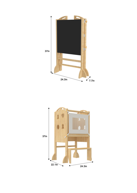 Plum 3-in-1 Foldable Kitchen Tower, Step Stool & Chalkboard for Toddlers-Indoor-Parc Decor