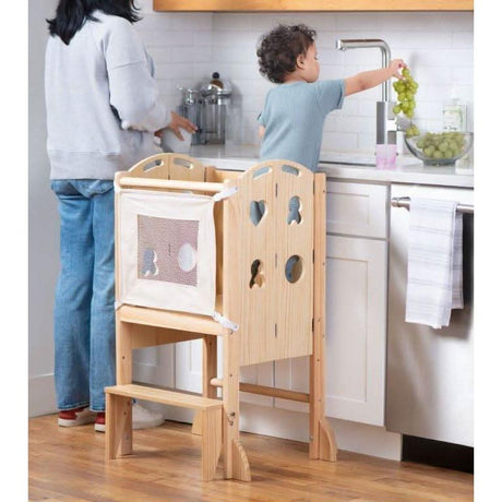 Plum 3-in-1 Foldable Kitchen Tower, Step Stool & Chalkboard for Toddlers