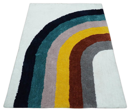 Plush Rainbow Kids, Nursery and Playroom Rug, 3x5, 4x6 and 5x7 Hand Woven Shag-Parc Decor