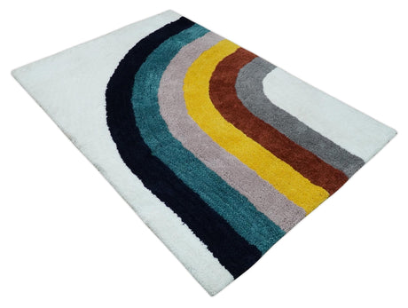 Plush Rainbow Kids, Nursery and Playroom Rug, 3x5, 4x6 and 5x7 Hand Woven Shag-Parc Decor
