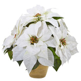 Poinsettia Artificial Arrangement in Ceramic Vase-Arrangement-Parc Decor