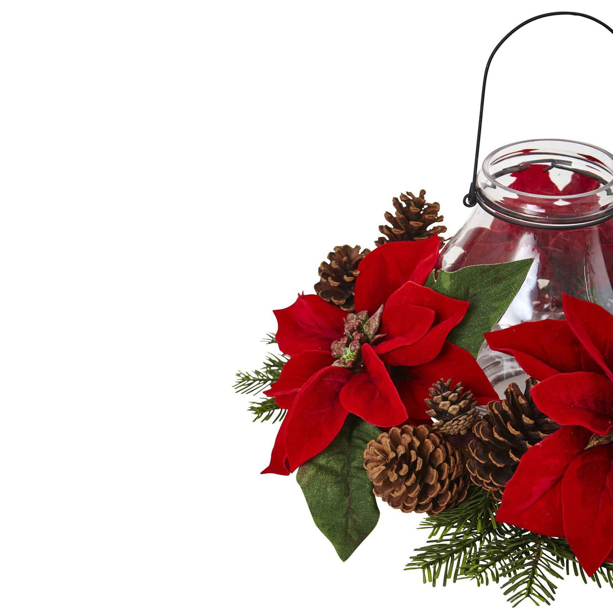 Poinsettia Pine & Pine Cone Candelabrum-Candelabrum-Parc Decor