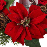 Poinsettia Pine & Pine Cone Candelabrum-Candelabrum-Parc Decor