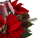 Poinsettia Pine & Pine Cone Candelabrum-Candelabrum-Parc Decor